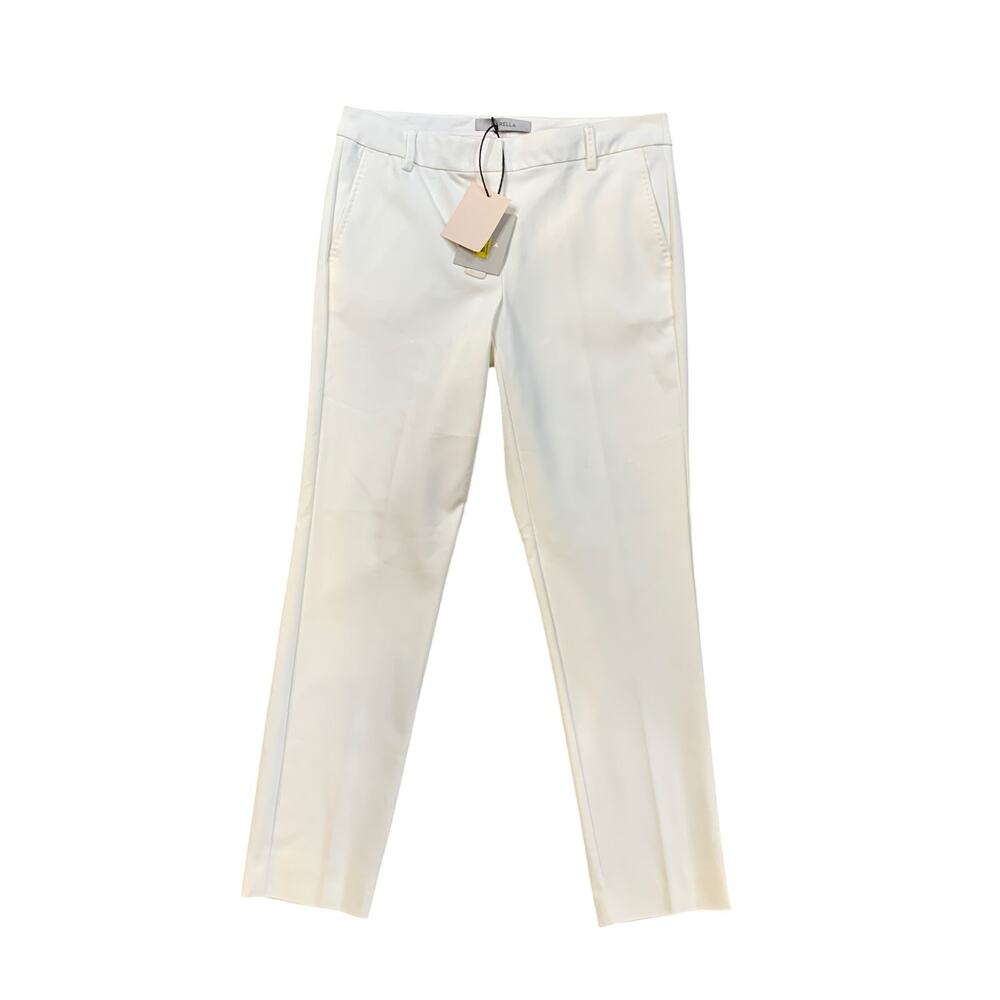 Marella Pants Womens 6 Off White Cotton Blend Stretch Flat Front Dress Trousers